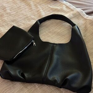Elegant Black faux Leather Tote Bag
